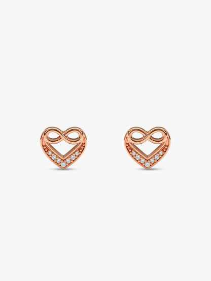 Rose Gold Infinite Love In Heart Earrings