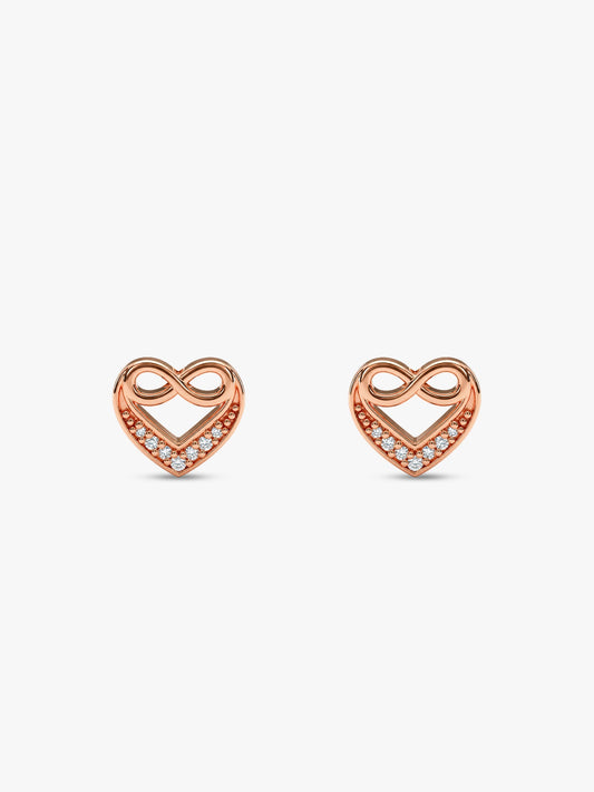 Rose Gold Infinite Love In Heart Earrings