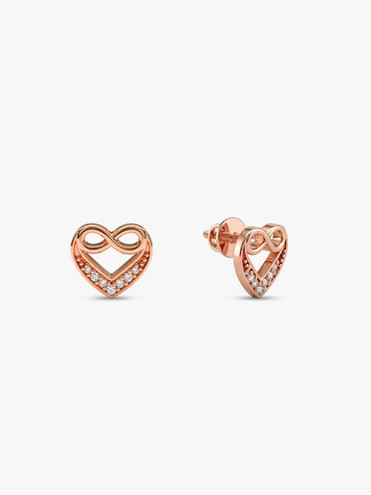Rose Gold Infinite Love In Heart Earrings