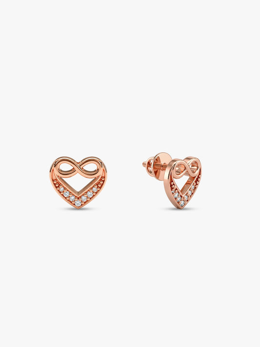 Rose Gold Infinite Love In Heart Earrings