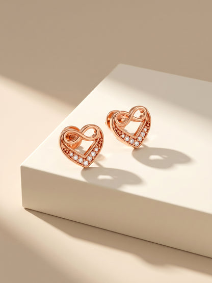 Rose Gold Infinite Love In Heart Earrings