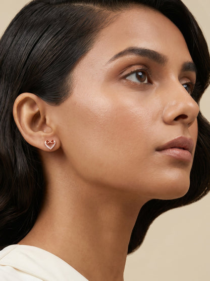 Rose Gold Infinite Love In Heart Earrings