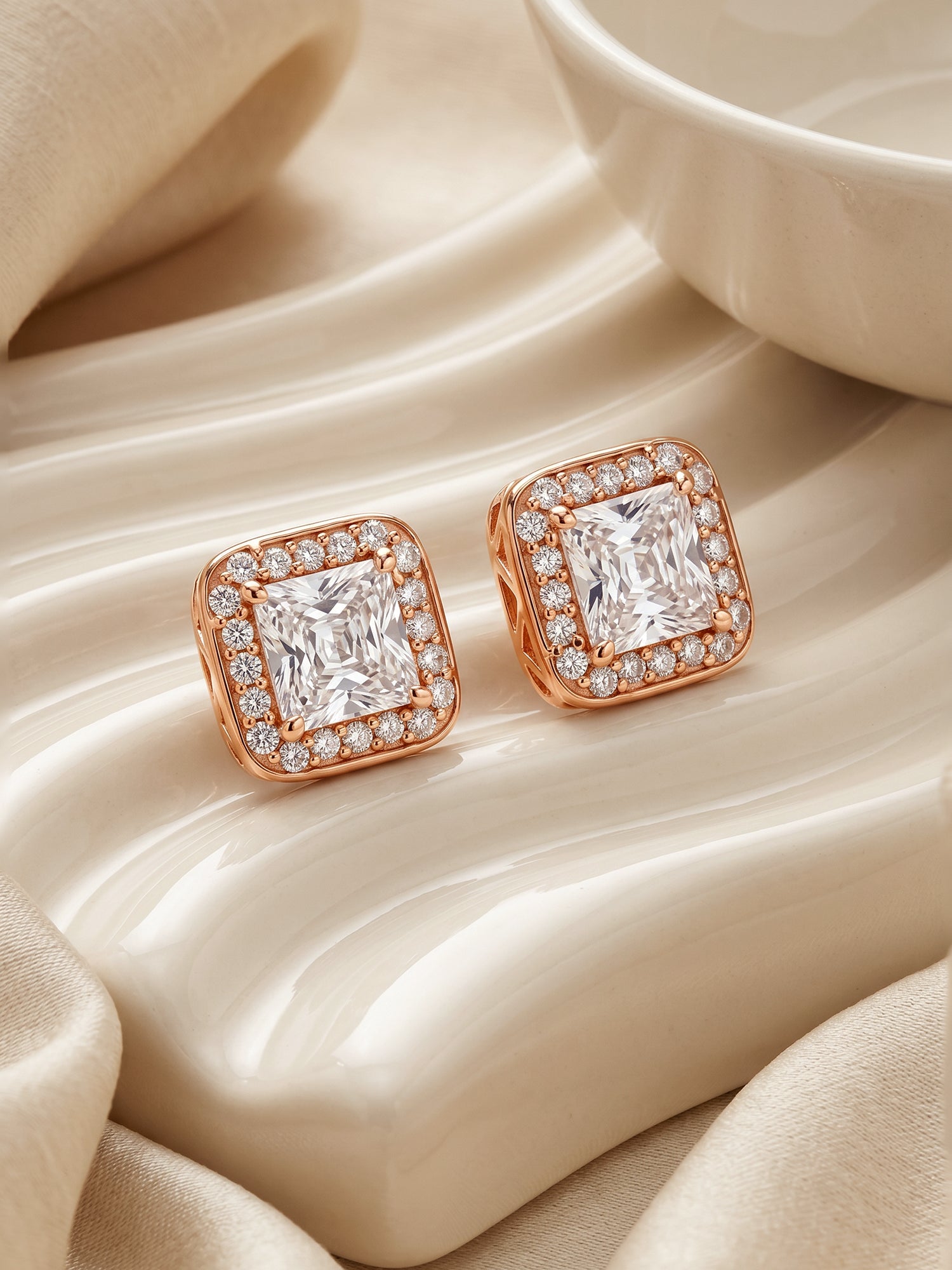 Rose Gold Love Square Earrings