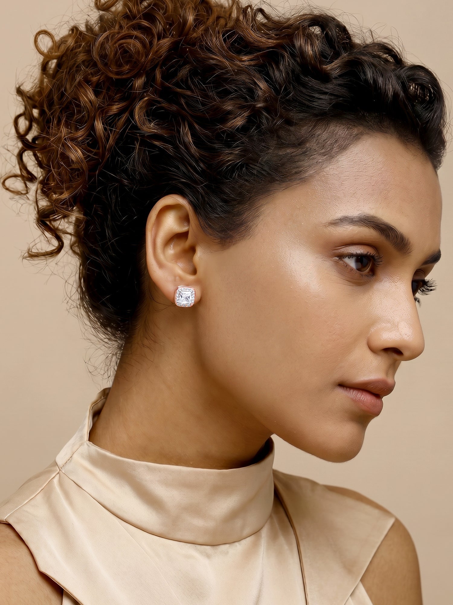 Rose Gold Love Square Earrings