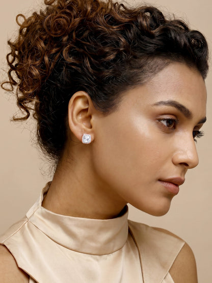 Rose Gold Love Square Earrings