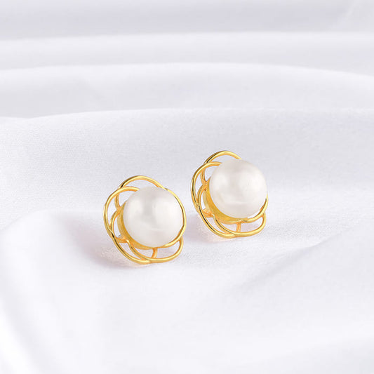 Golden Nested Pearl Earrings