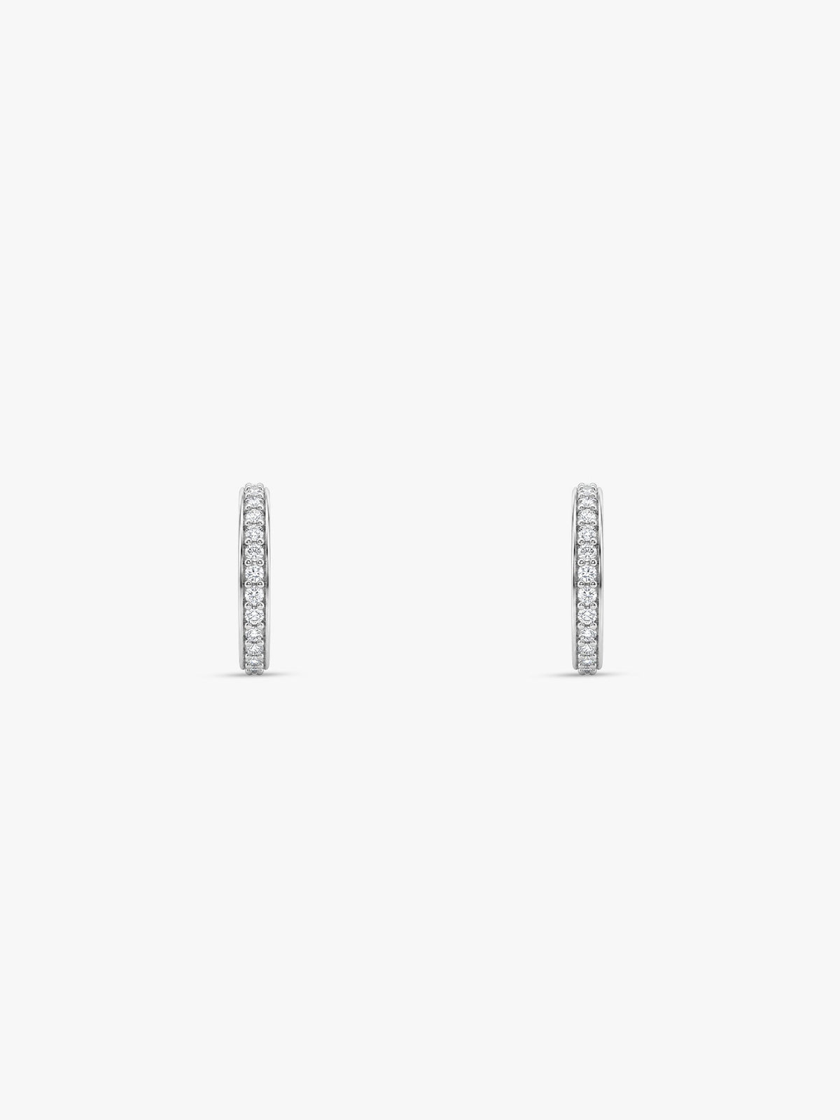 Silver Zircon Shining Hoop Huggies Earrings