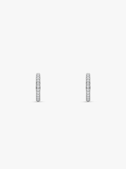Silver Zircon Shining Hoop Huggies Earrings