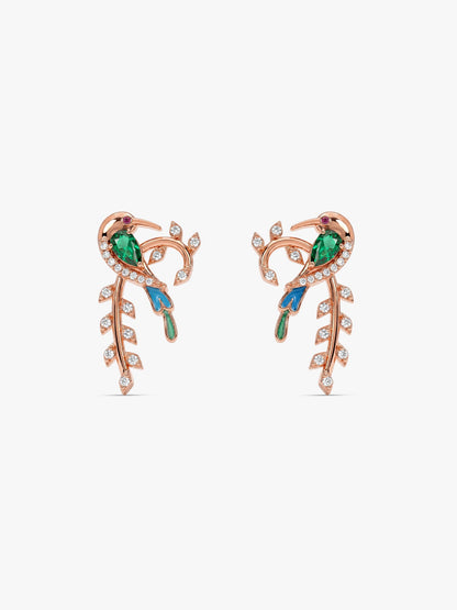 Rose Gold Lovely Bird Earrings