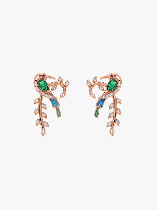 Rose Gold Lovely Bird Earrings