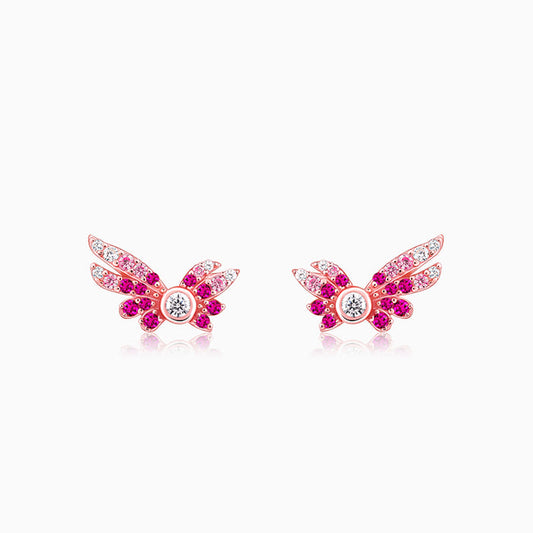 Rose Gold Fly In Pink Earrings
