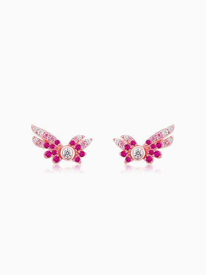 Rose Gold Fly In Pink Earrings
