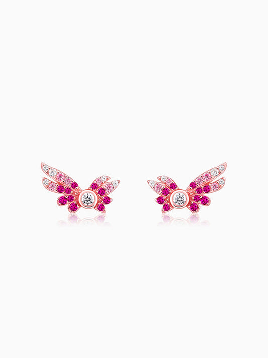 Rose Gold Fly In Pink Earrings