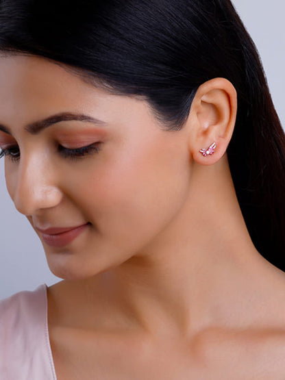 Rose Gold Fly In Pink Earrings