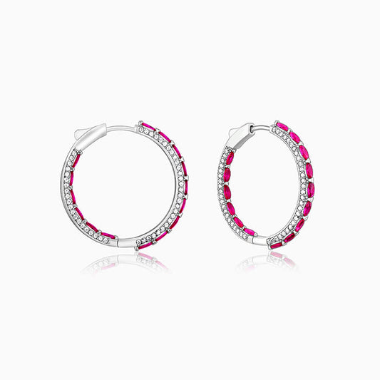 Silver Pink Pride Hoop Earrings