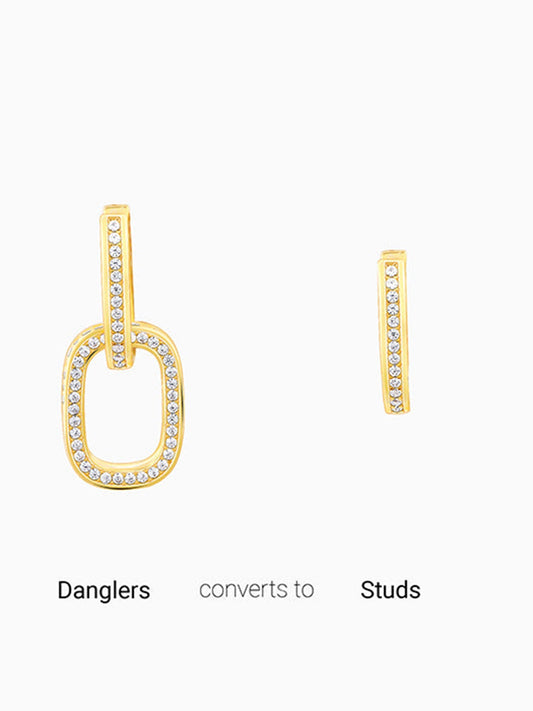 Golden Interconnected Hoop Earrings