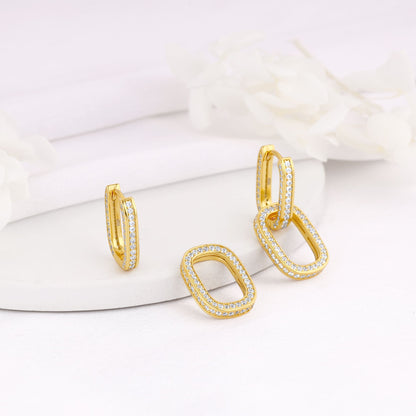Golden Interconnected Hoop Earrings