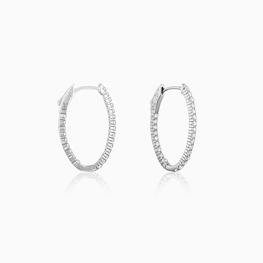 Silver Enchanted Eve Oval Hoops