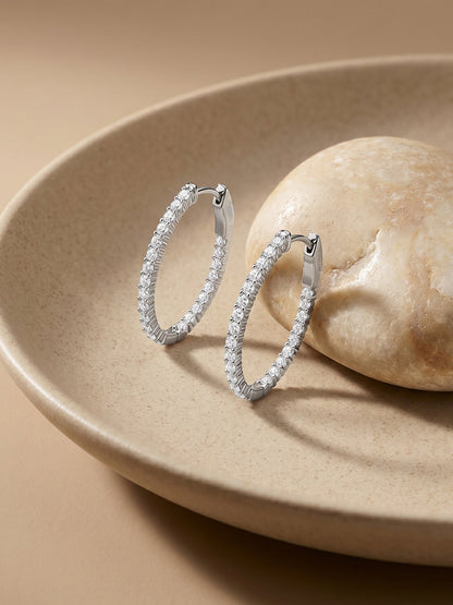 Silver Enchanted Eve Oval Hoops