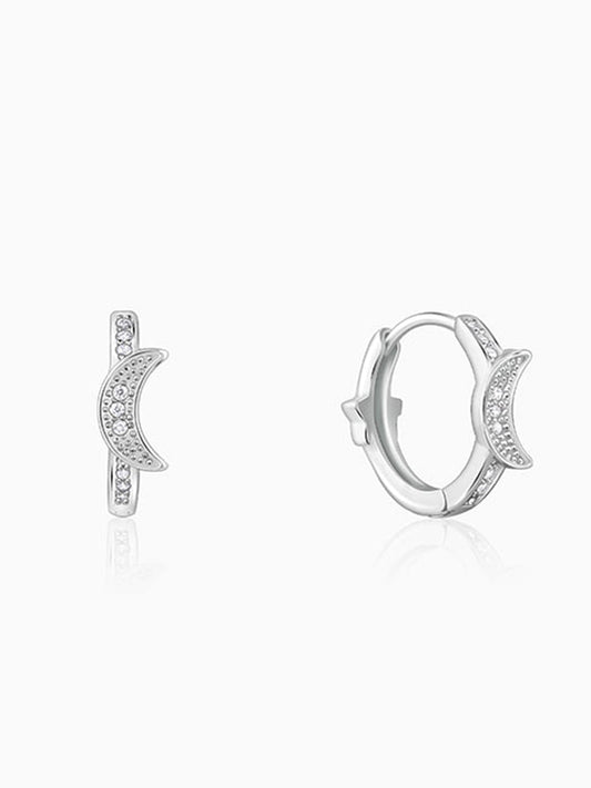 Silver Half Moon Hoop Earrings