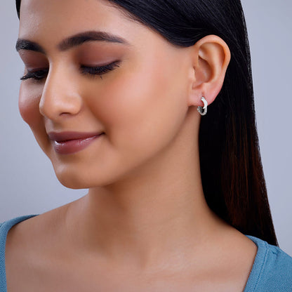 Silver Half Moon Hoop Earrings