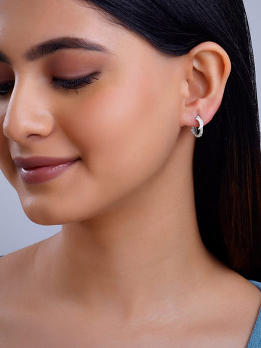 Silver Half Moon Hoop Earrings