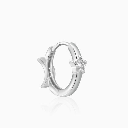 Silver Half Moon Hoop Earrings