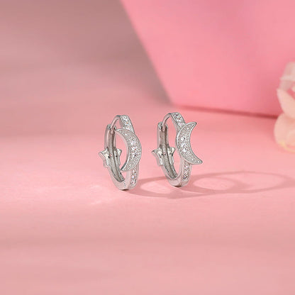 Silver Half Moon Hoop Earrings