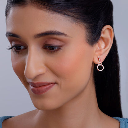 Rose Gold Locked in Love Dangler Earrings