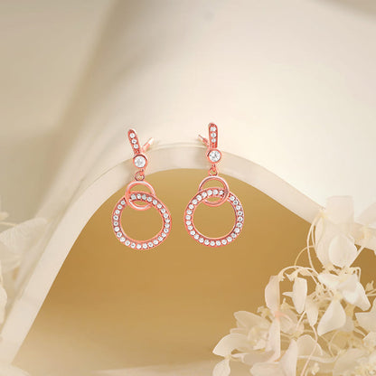 Rose Gold Locked in Love Dangler Earrings