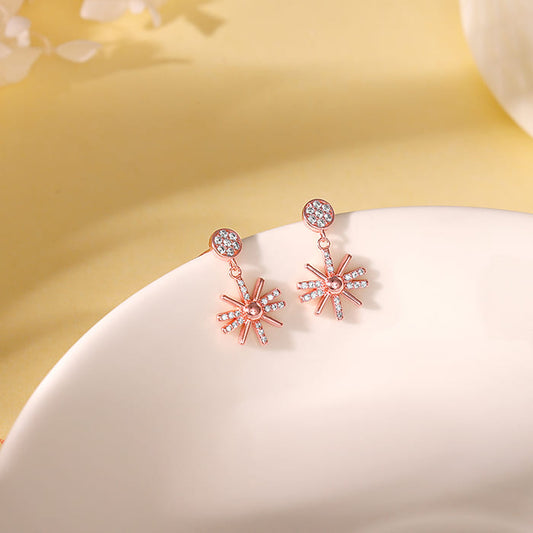 Rose Gold Sparkling Sun Earrings