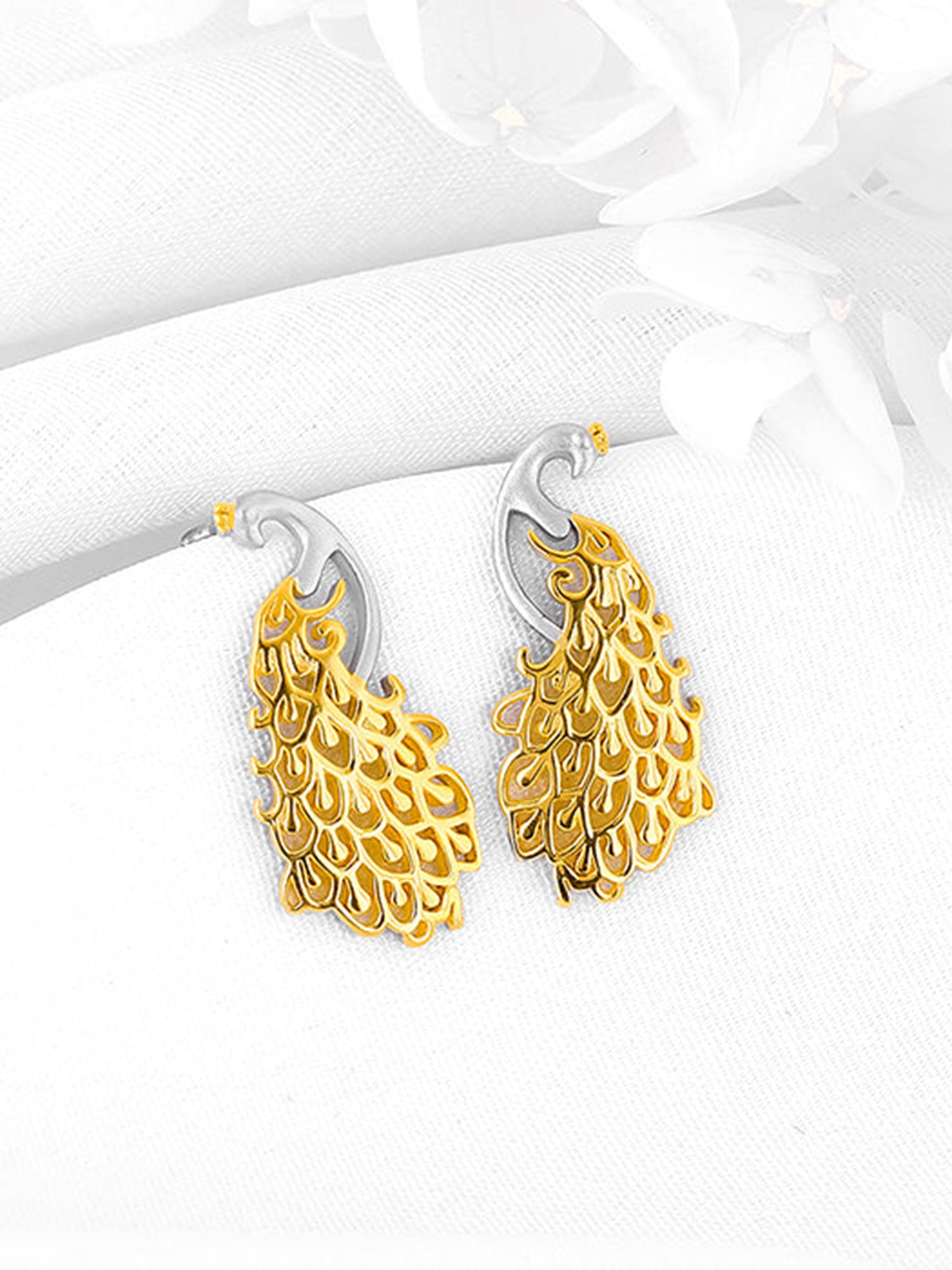 Golden Peacock Earrings