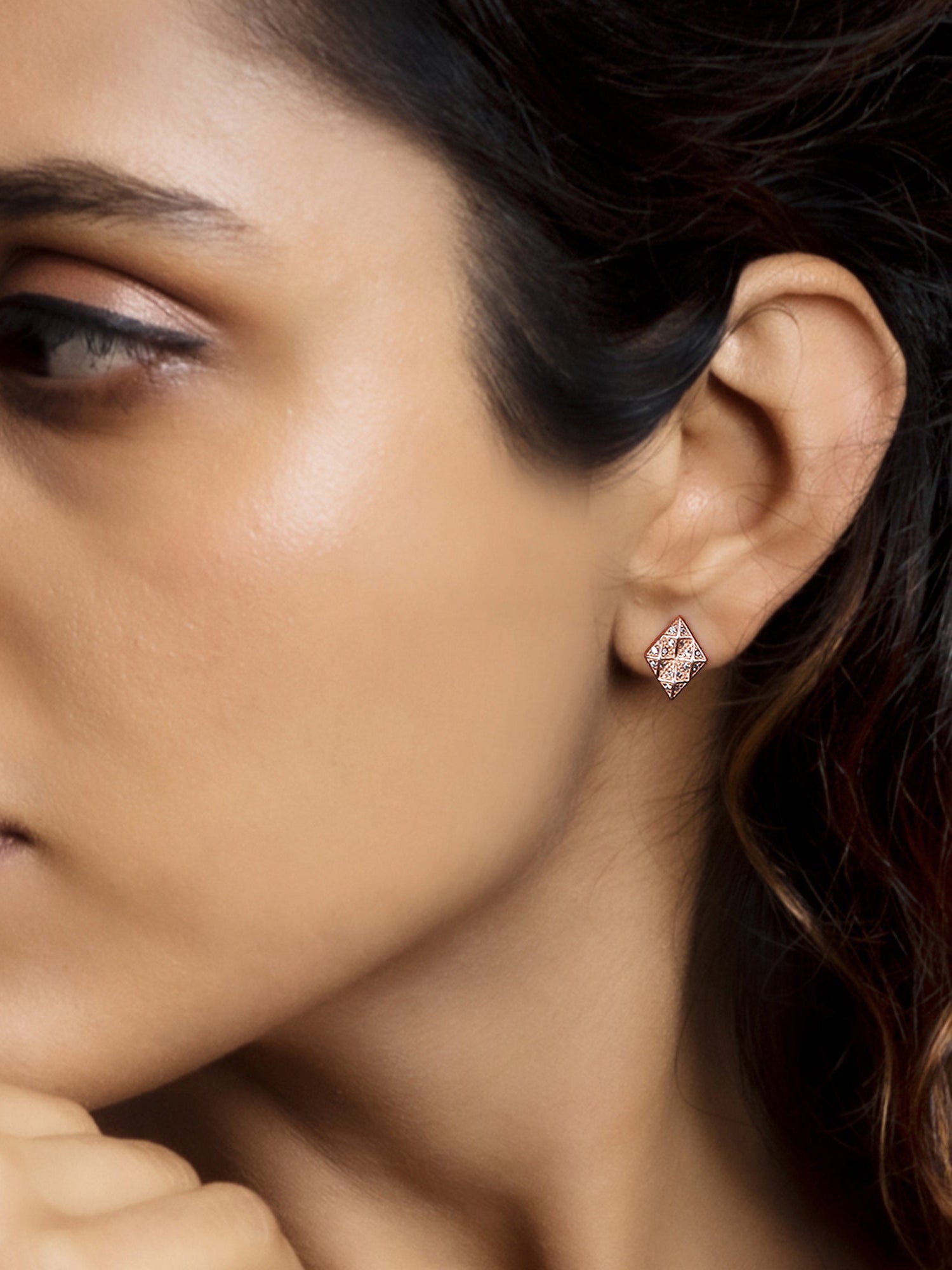 Rose Gold Zircon Stud Earrings