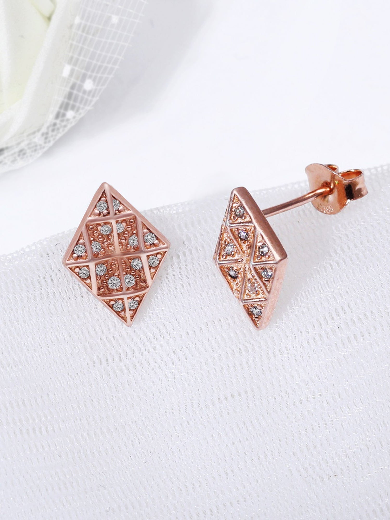 Rose Gold Zircon Stud Earrings