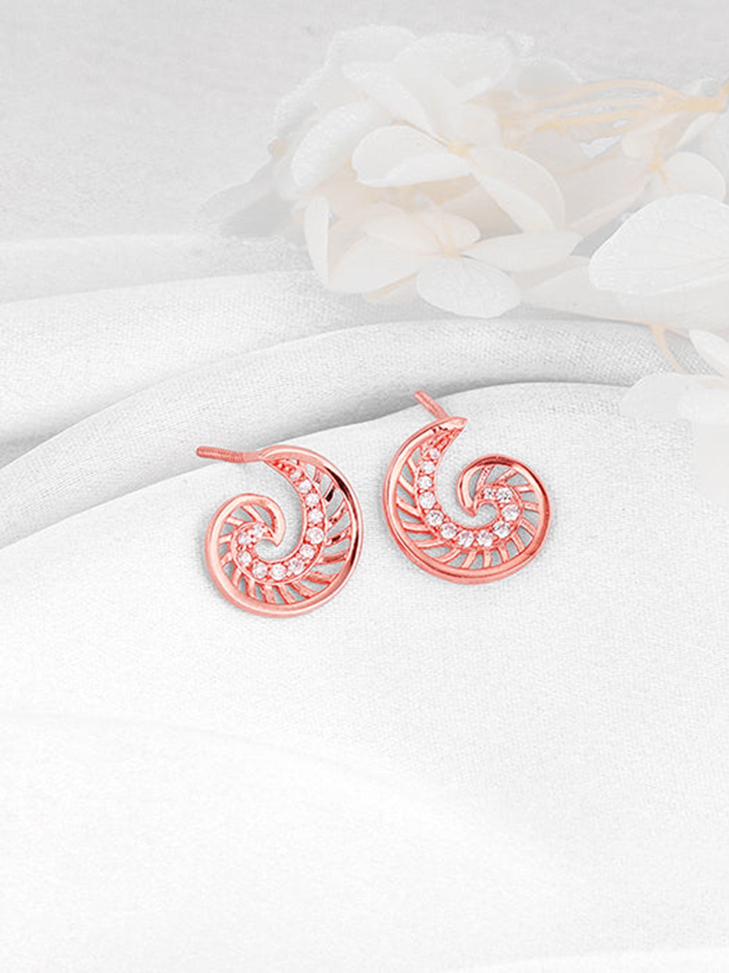 Rose Gold Volute Earrings