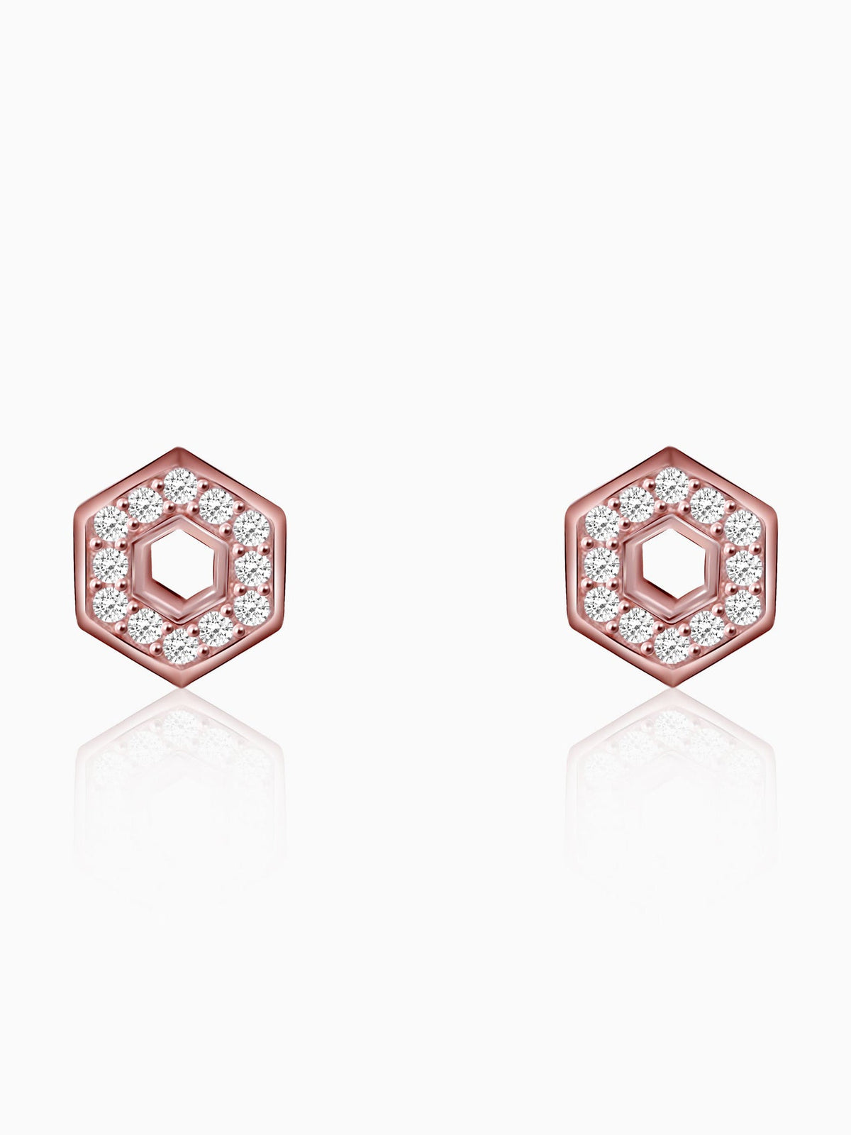 Rose Gold Hexagon Geometry Earrings