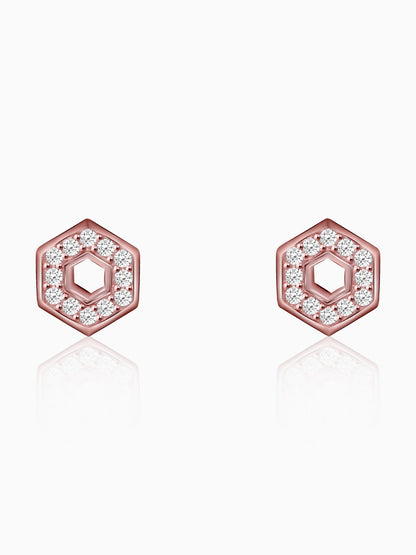 Rose Gold Hexagon Geometry Earrings