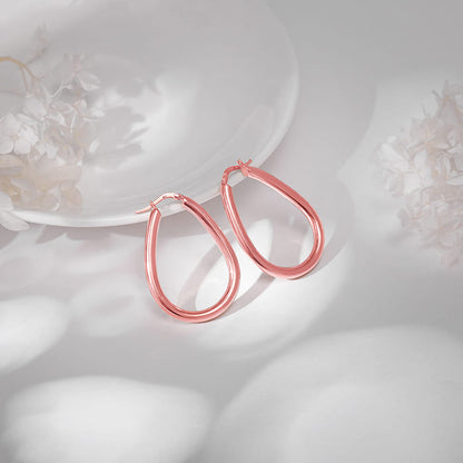 Rose Gold Tapered Hoop Earrings