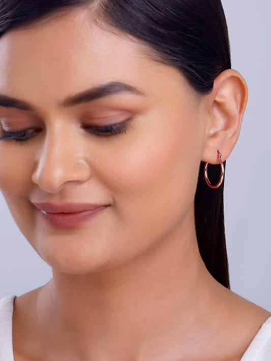 Rose Gold Work Hoop Earrings