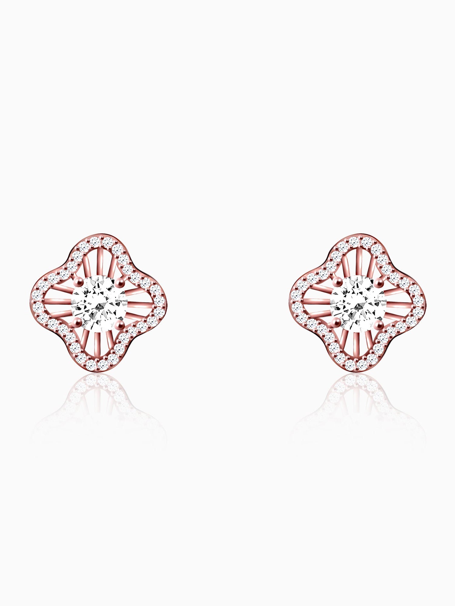 Rose Gold Flower Blossom Earrings