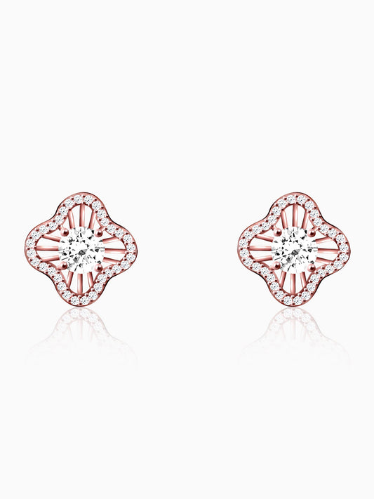 Rose Gold Flower Blossom Earrings