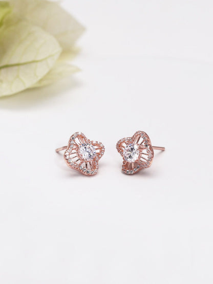 Rose Gold Flower Blossom Earrings