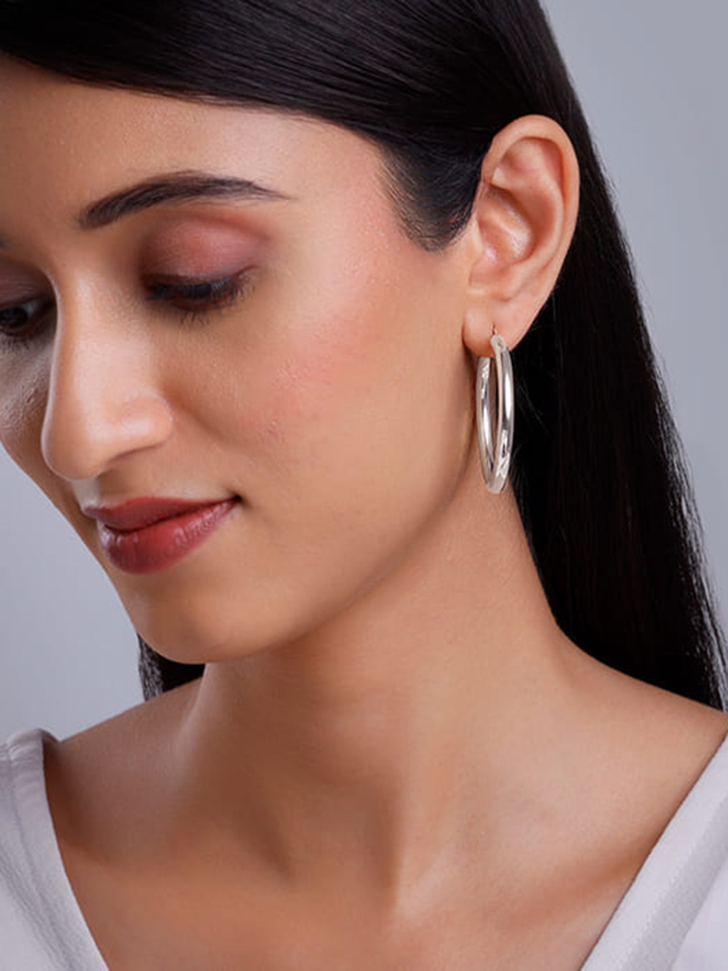 Silver Round Hoop Earring