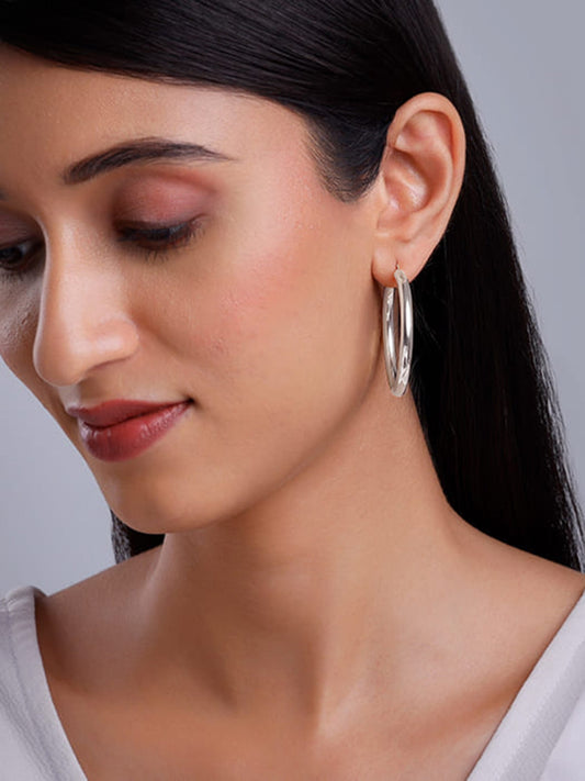 Silver Round Hoop Earring