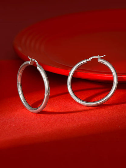 Silver Round Hoop Earring