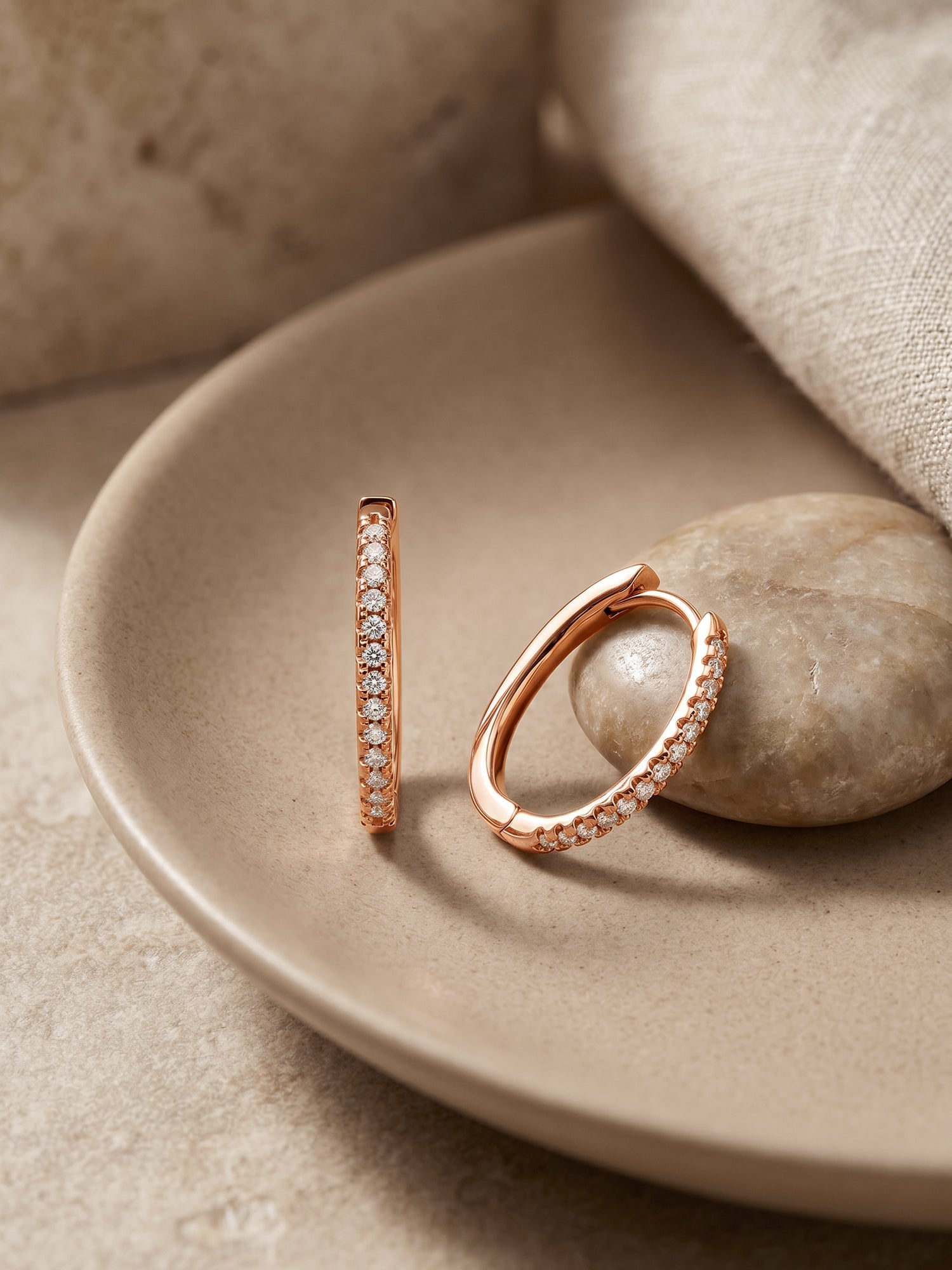 Rose Gold Shining Hoop Earrings
