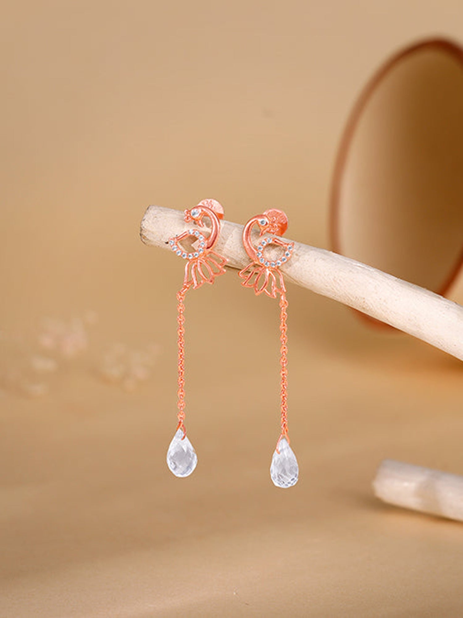 Rose Gold Morni Shine Drop Earrings