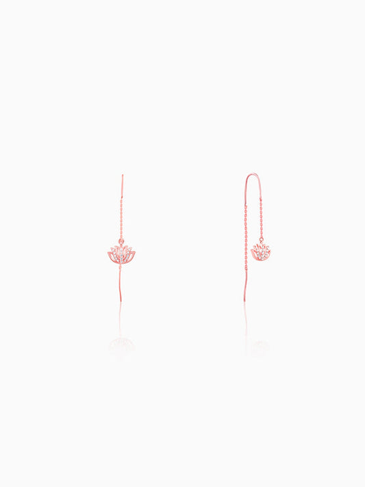 Rose Gold Lotus Sui Dhaga Earrings