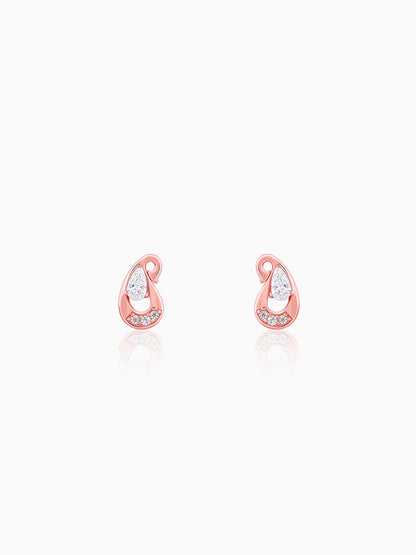 Rose Gold Paisley Love Earrings