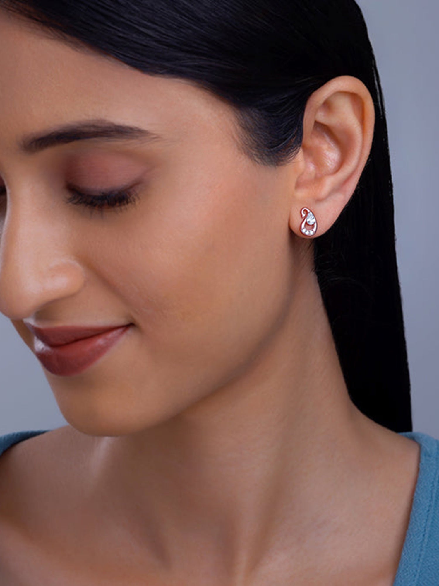 Rose Gold Paisley Love Earrings